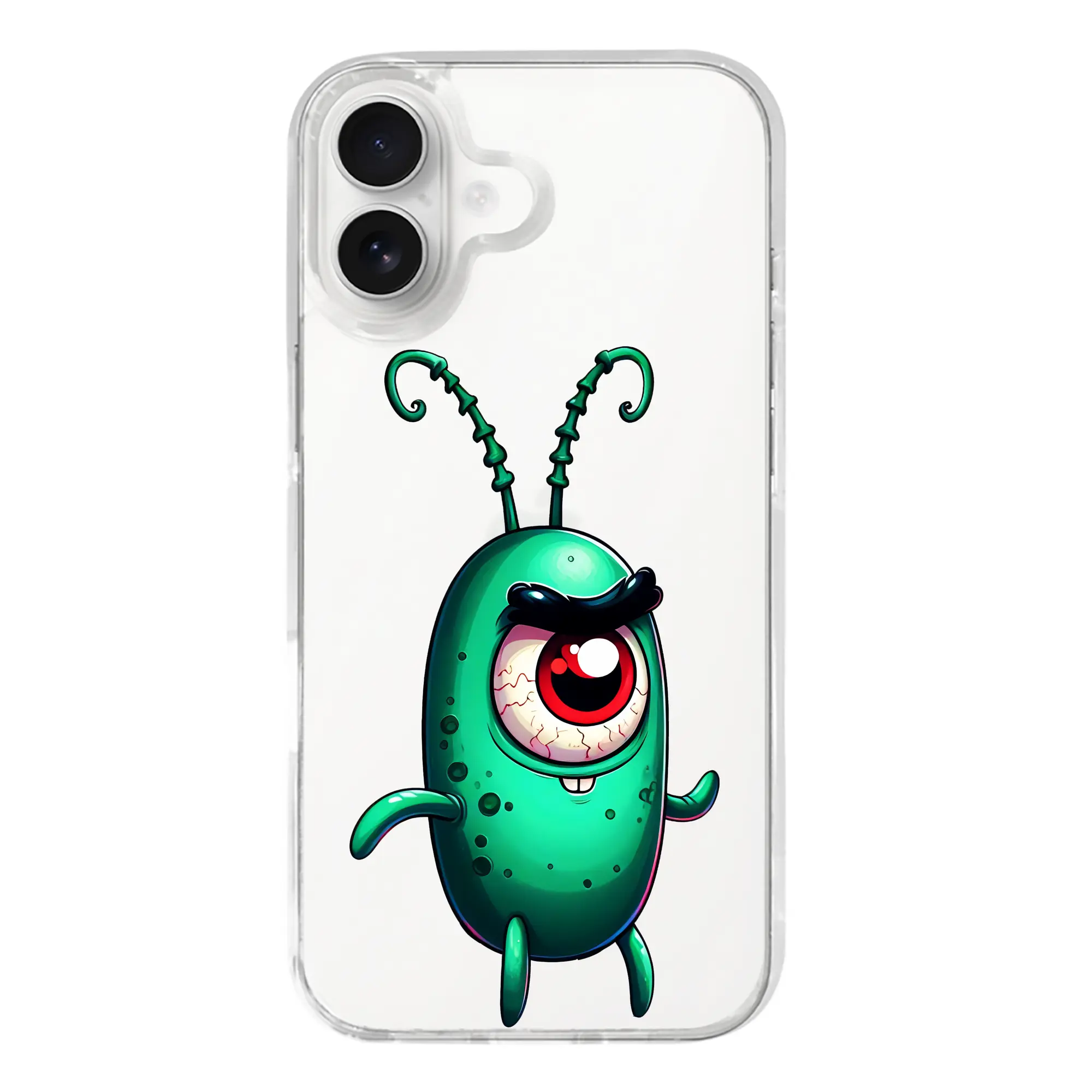 スポンジボブ グッズ プランクトン - iPhone 17シリーズ 透明スマホケース – 薄型・耐衝撃・精密フィット保護カバー